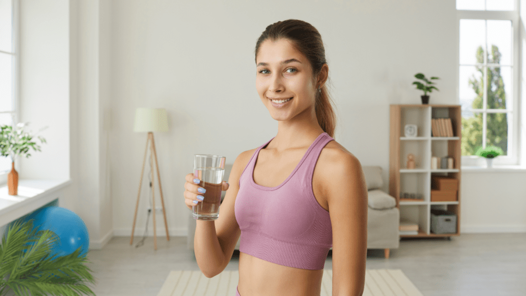Image of a girl holding a glass of water, illustrating the importance of staying hydrated on the journey to achieving 'How to Lose Weight Fast in 2 Weeks 10 kg'.