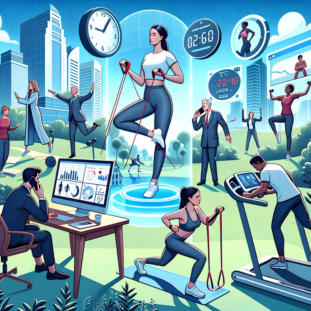 Banner image for the article 'Integrating Fitness into Your Busy Schedule' on KnockoutBlog.com, illustrating the fusion of daily tasks with health routines.