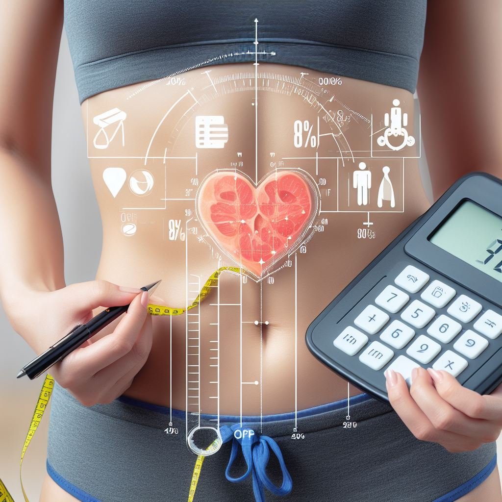 Image of a person using a body fat percentage calculator for health and fitness measurements.