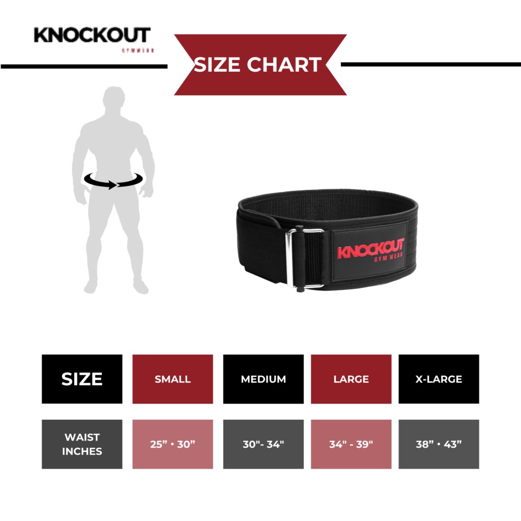 Weightlifting belt size chart at knockout gym wear